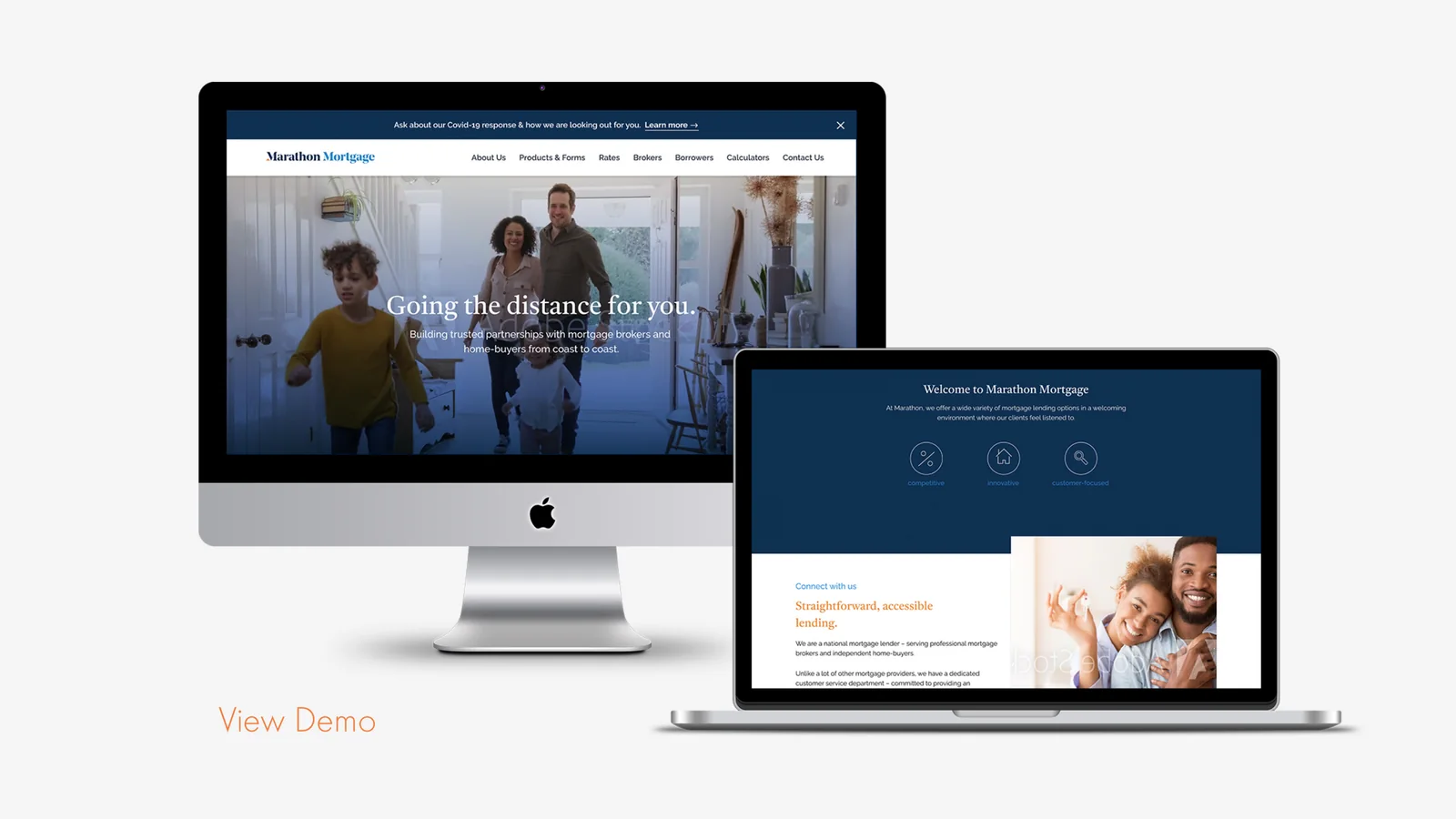 Marathon Mortgage website shown on desktop and laptop screens