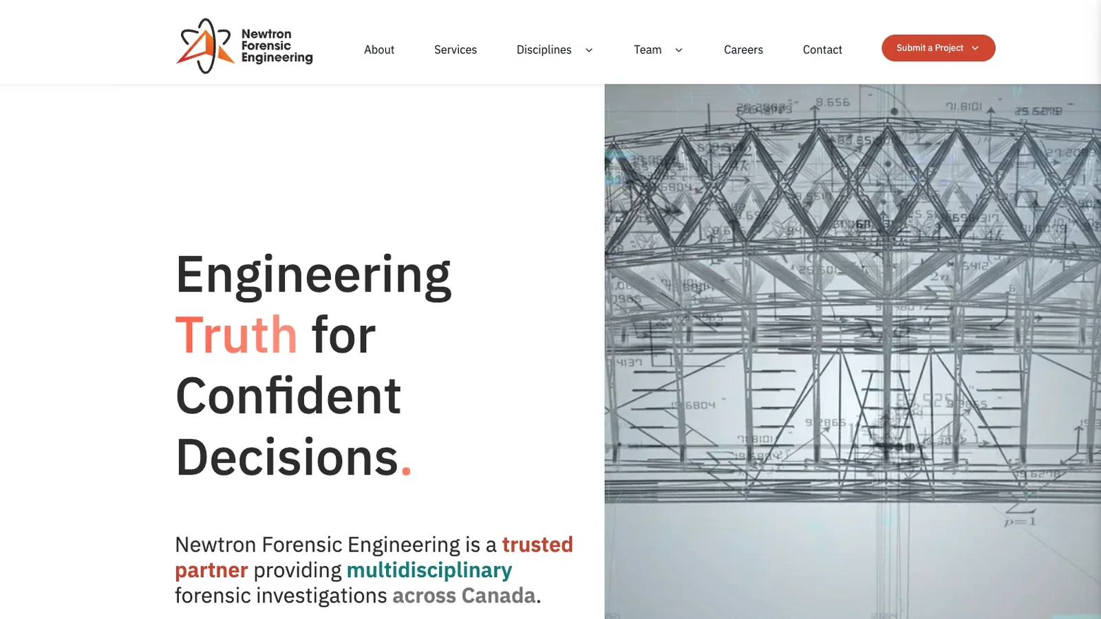 Newtron Forensic Engineering website homepage